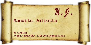Mandits Julietta névjegykártya